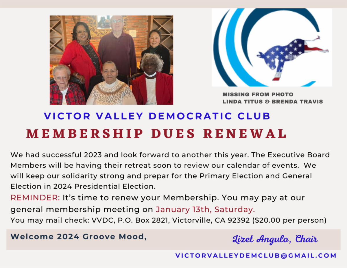 Victor Valley Democratic Club Newsletter January!