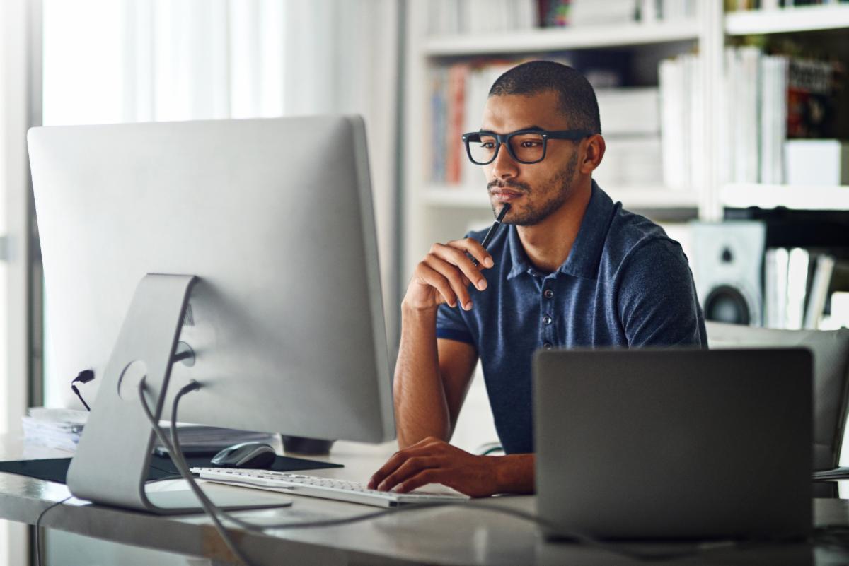 young man at computer
