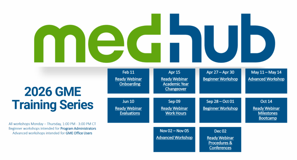 calendar of dates and webinar titles offered Feb 11-Dec 2, 2026