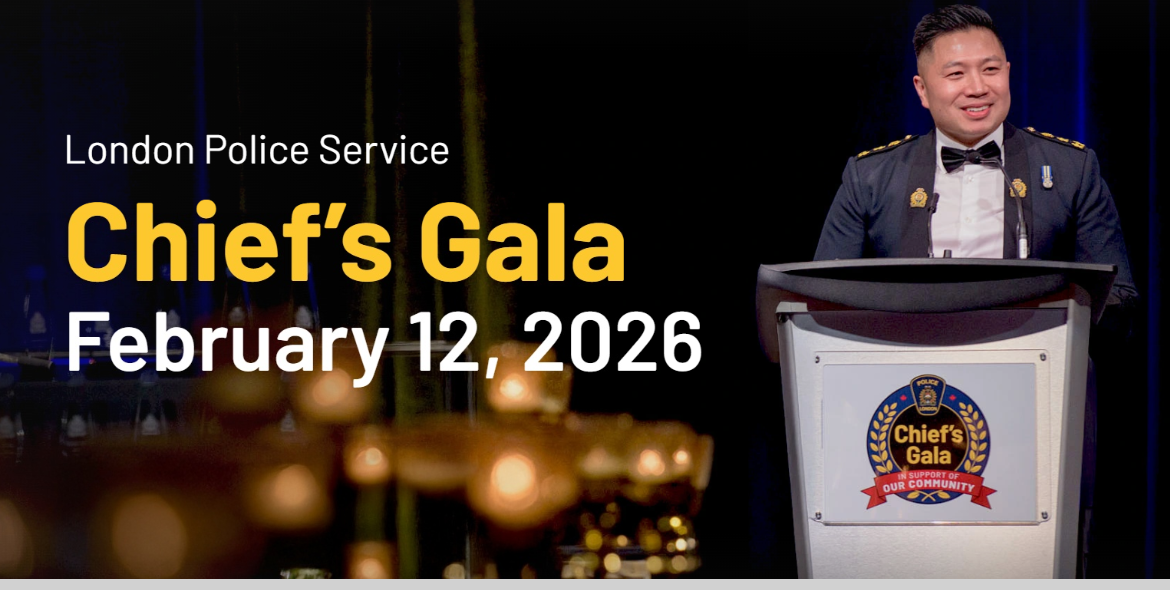 photo of London Police Chief Tran speaking at the Chief's Gala Awards dinner and appreciation night