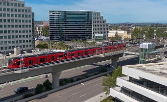 A trolley approaching the Executive Drive Trolley Station