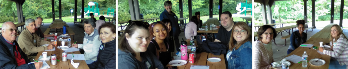 Tutors and staff gather for the first Potluck in the Park
