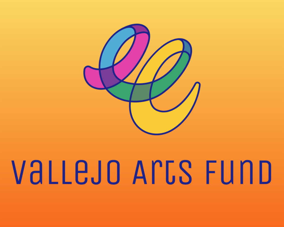 Logo text reads: Vallejo Arts Fund on an orange background with a multicolor paint stroke graphic above the text