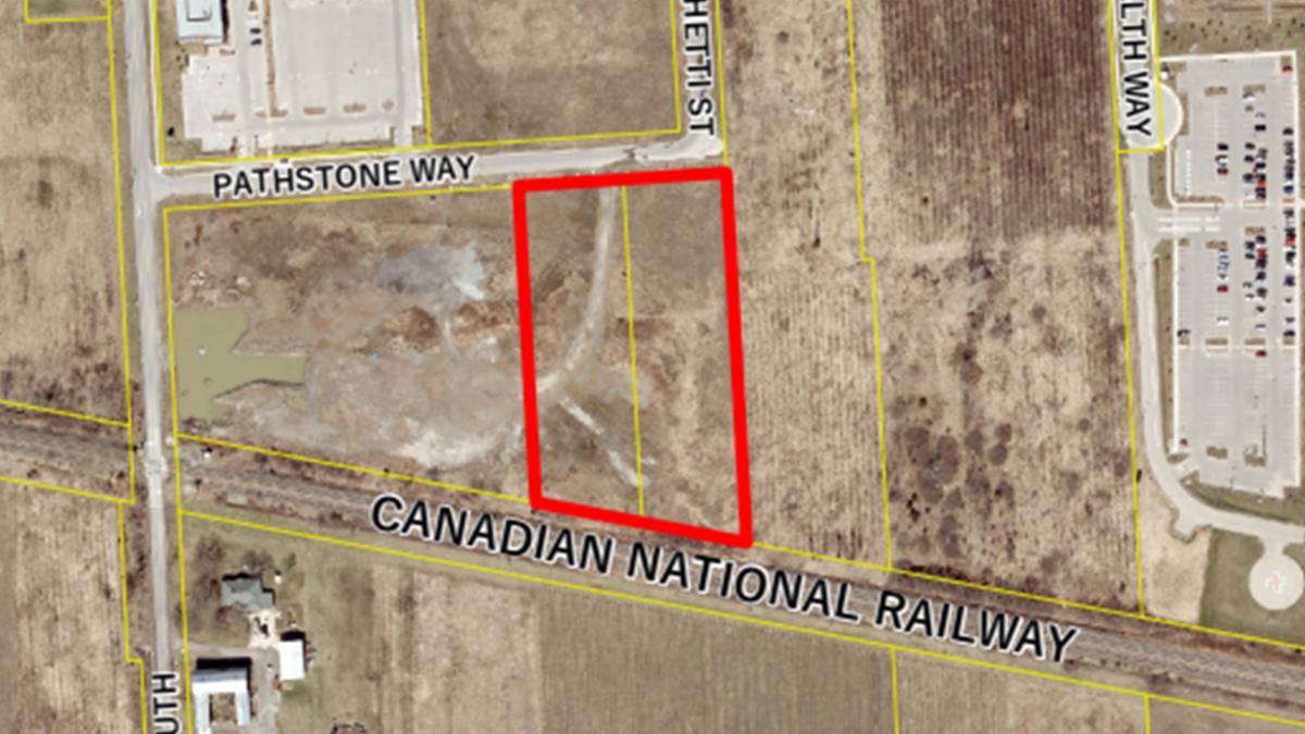 The location for a proposed development on Pathstone Way.
