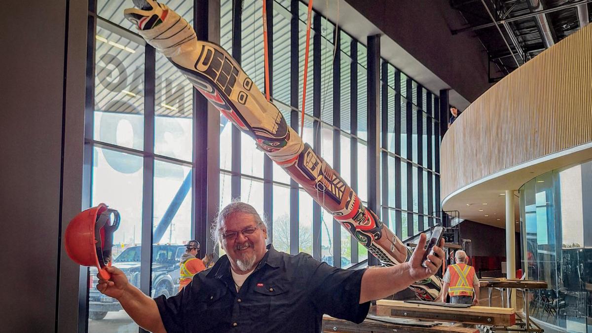 Bruce Alfred, an accomplished Kwakwa̱ka̱ʼwakw artist and apprentice of Cranmer, was selected by the Cranmer family to lead the restoration efforts alongside fellow Indigenous artists, Dominique Wells and Cole Speck.