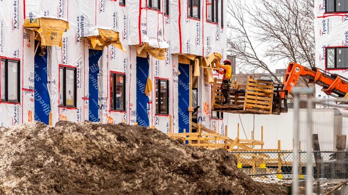 Construction progresses on a residental development at 455 Welland Ave.