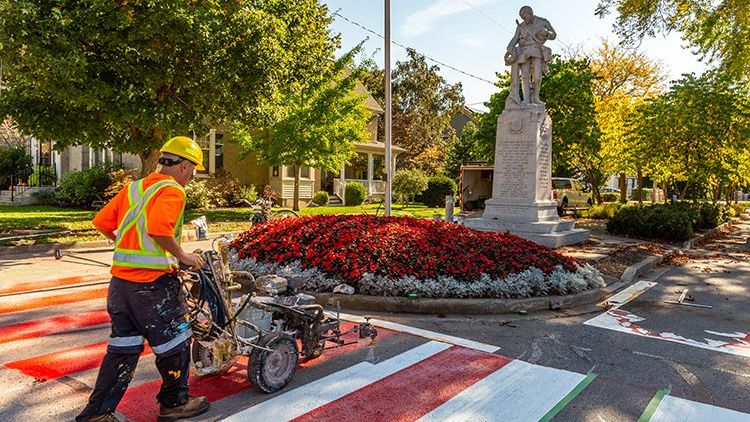 A Veteran's Crosswalk is installed in Port Dalhousie.