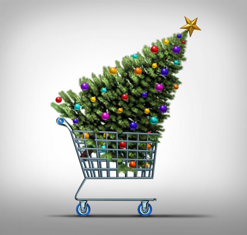 christmas tree in cart
