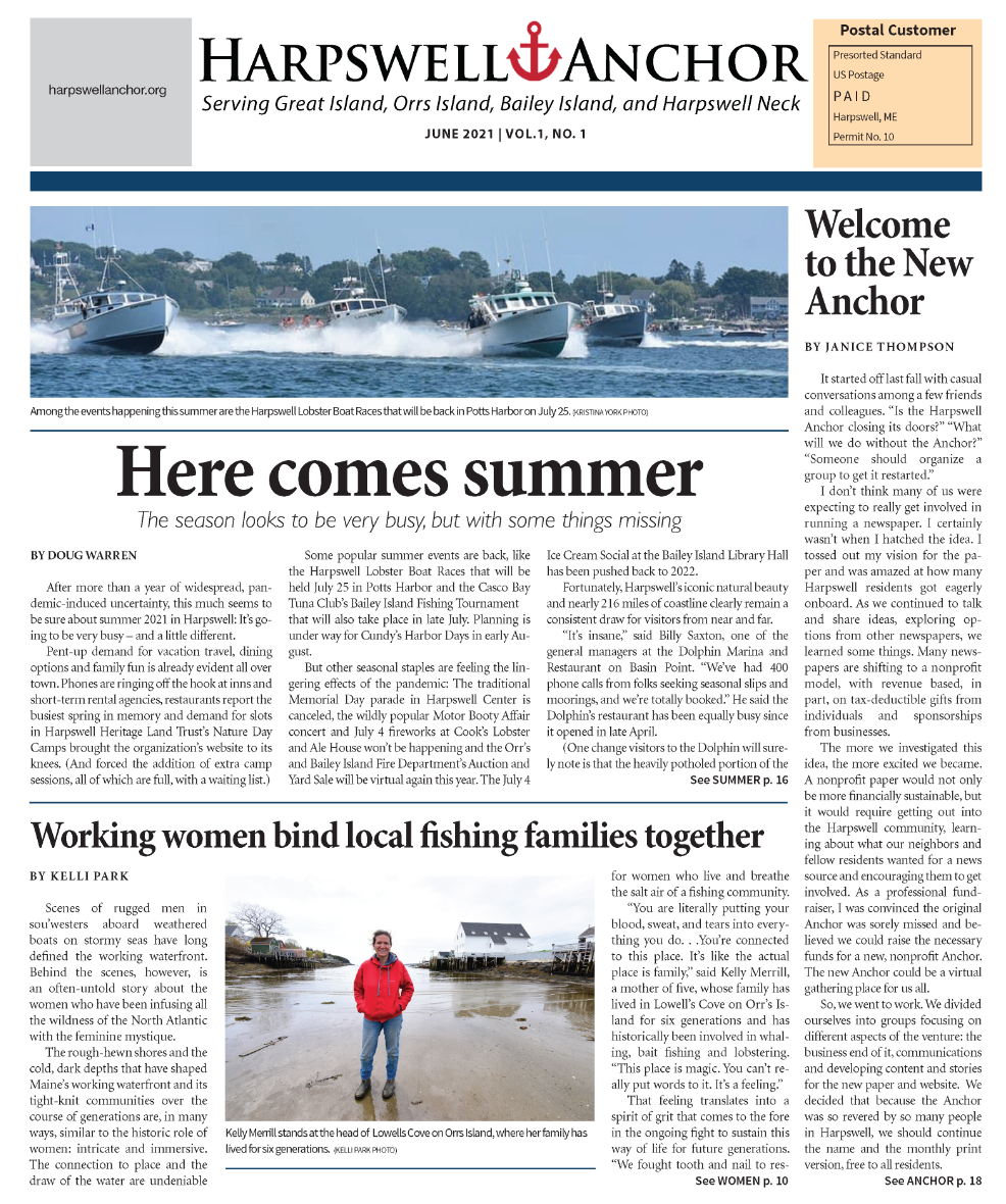 News from the NEW Harpswell Anchor! From your friends at Harpswell News....