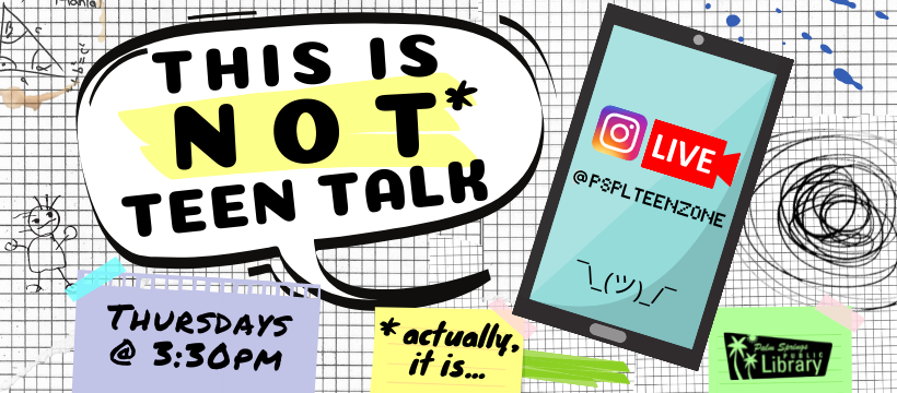 Text bubble stating this IS actually Teen Talk with screen showing LIVE on Instagram on Thursdays