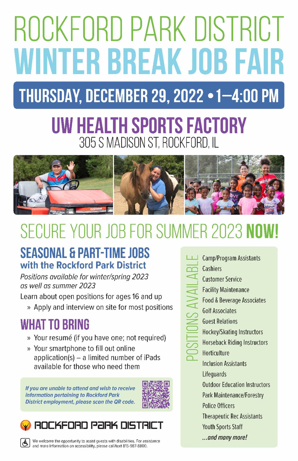 Winter Job Fair December 29 at UW Health Sports Factory