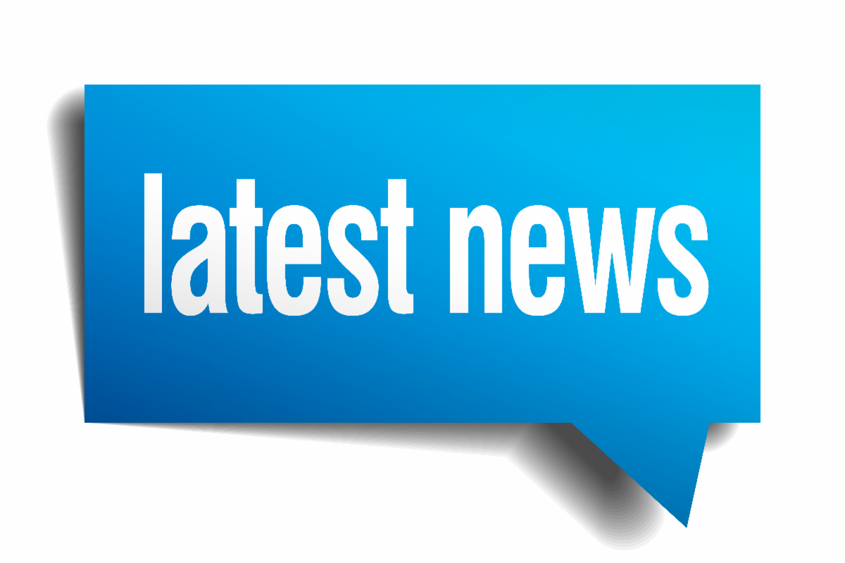 Graphic: Blue speech bubble with white text that reads “Latest News.”