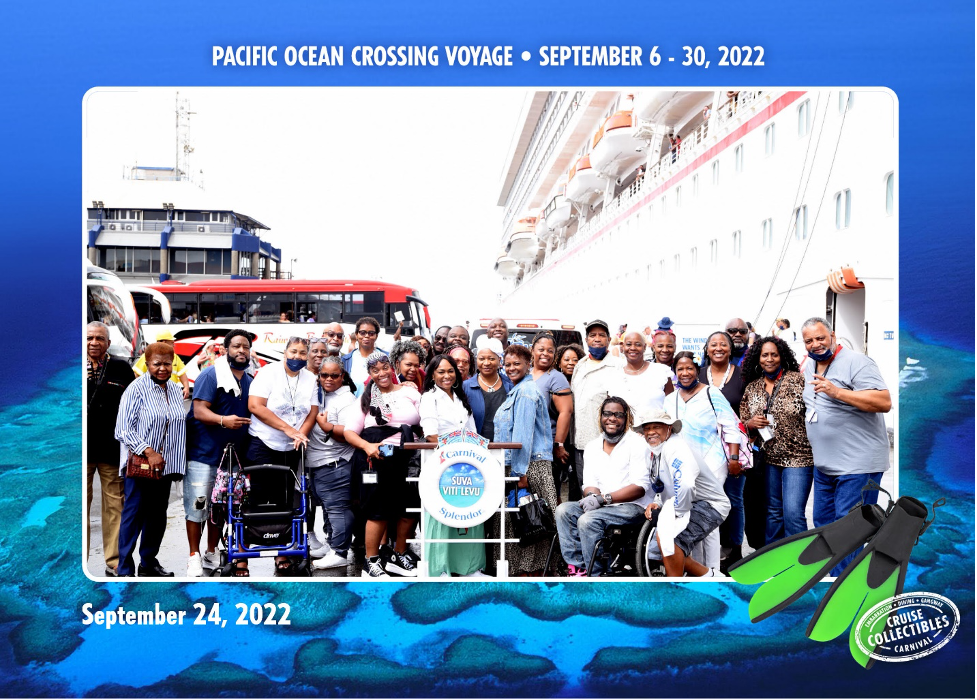 Group photo of D'Arcee with his fellow cruise ship passengers.  