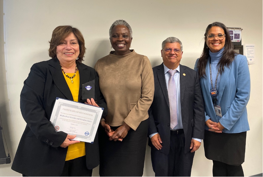 (Left to Right), Rosalia Fajardo, Dr. Gloria Addo-Ayensu. Dr. Sergio Rimola, and Carla Paredes