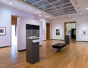 An art museum gallery displays artwork