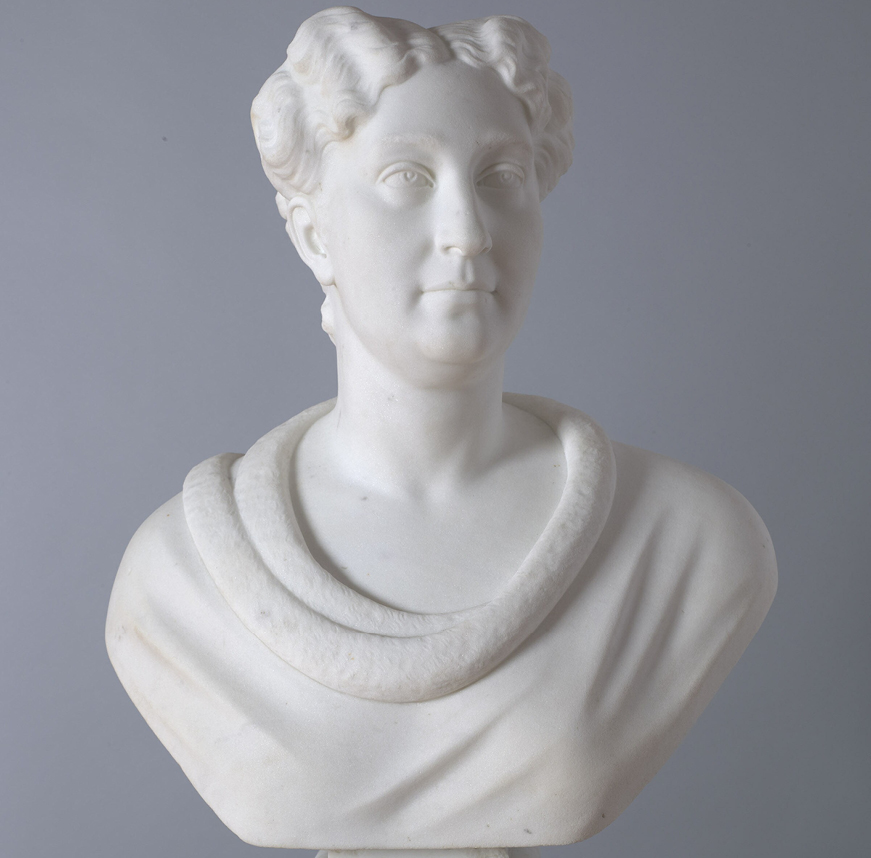 A 17th century woodcut of two bearded saints flanking an image of the Virgin and Child