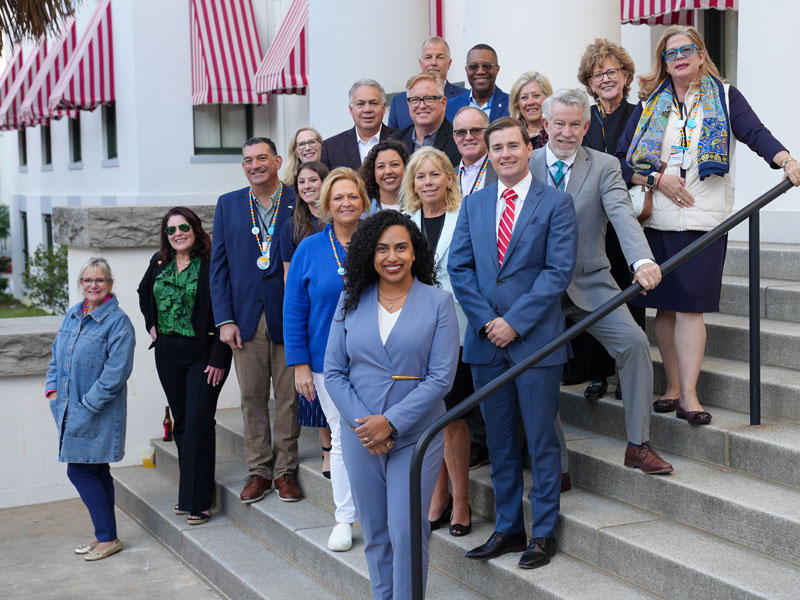 PBC Public Affairsâ Kelley Burke with several of the sponsors that made Palm Beach County Day 2025 possible.
