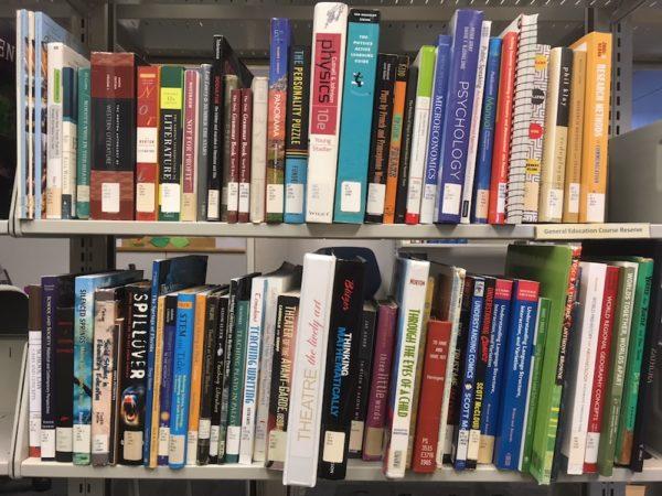 colorful books on shelves