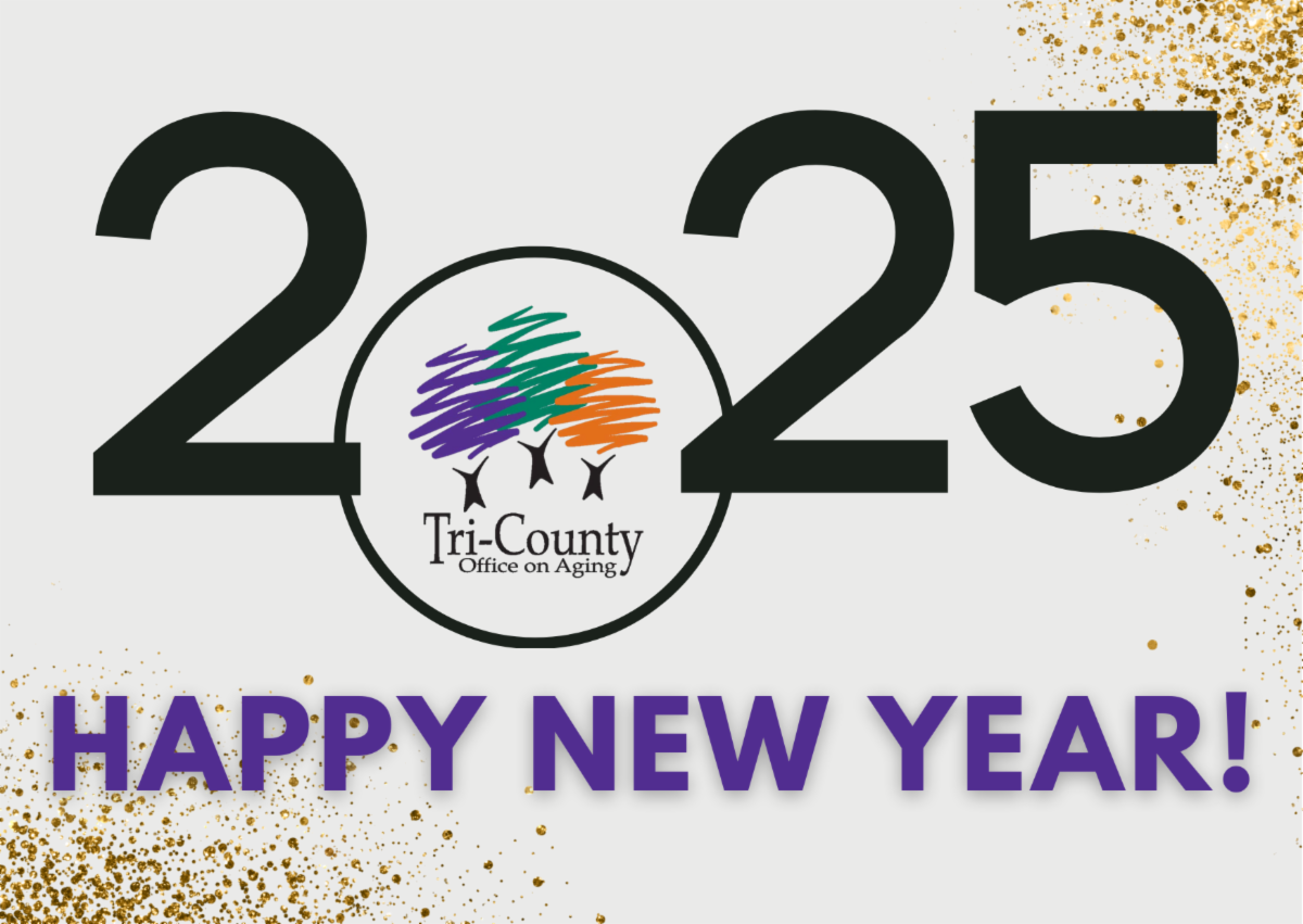 Happy New Year banner with Tri-County Office on Aging logo. 