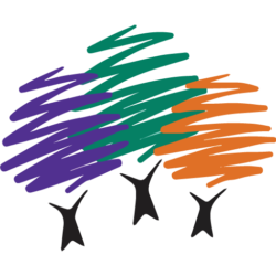 TCOA logo: three trees in the colors of orange, teal, and purple
