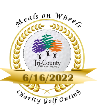 Golf ball with TCOA logo in center, surrounded by gold Olympic style wings and the 6/16/2022 date