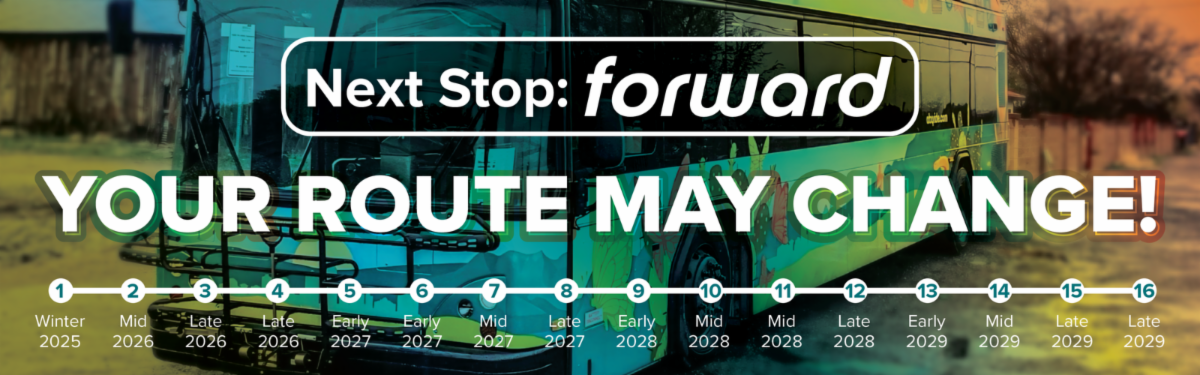 Timeline of the sixteen implementation phases: Winter 2025, Mid 2026, Late 2026, Late 2026, Early 2027, Mid 2027, Late 2027, Early 2028, Mid 2028, Late 2028, Early 2029, Mid 2029, Late 2029, Late 2029. 