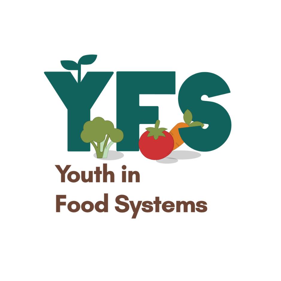 Yes written out with vegetables around it and Youth in Food Systems written underneath,
