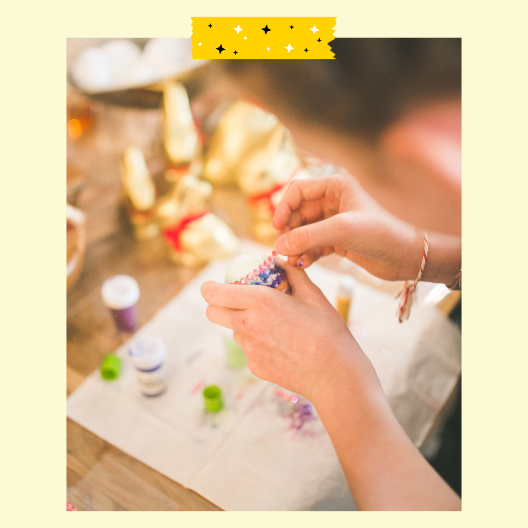 Person crafting at table