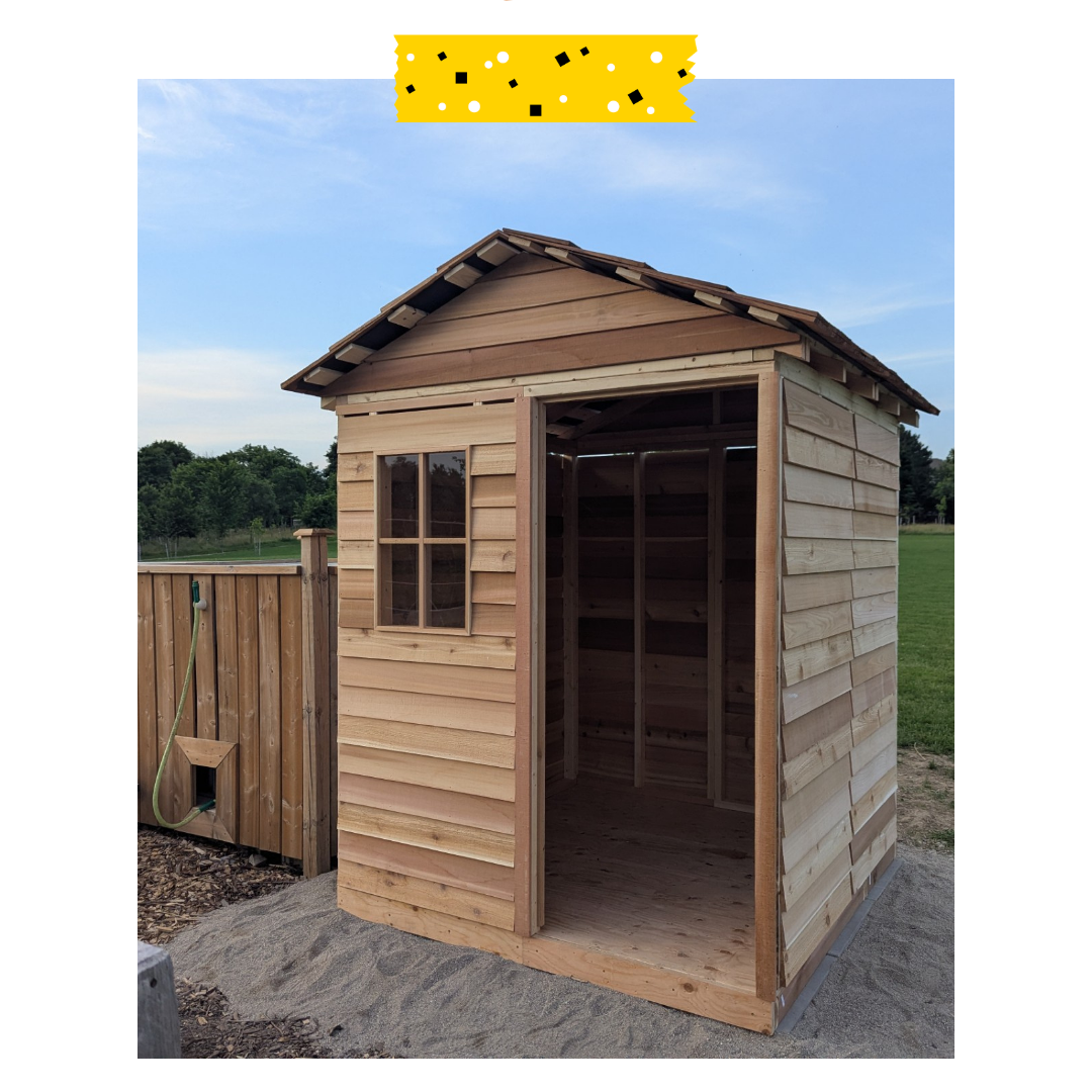 New garden shed outside.