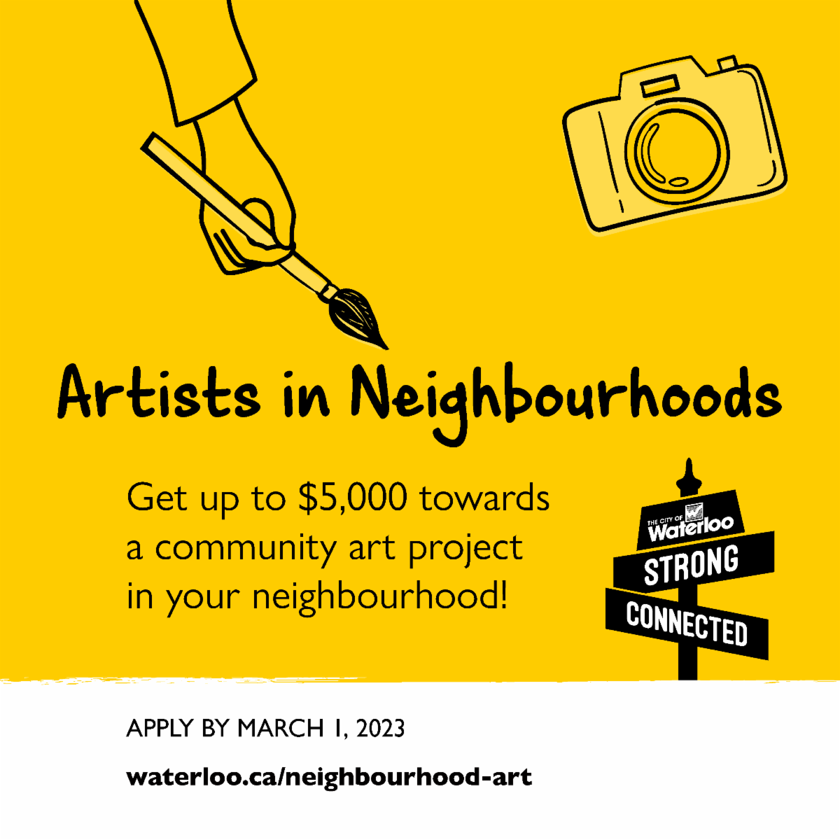 Artists in neighbourhoods: get up to $5,000 for a neighbourhood art project.