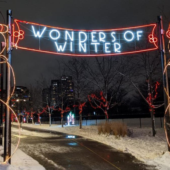 Sign that reads wonders of winter