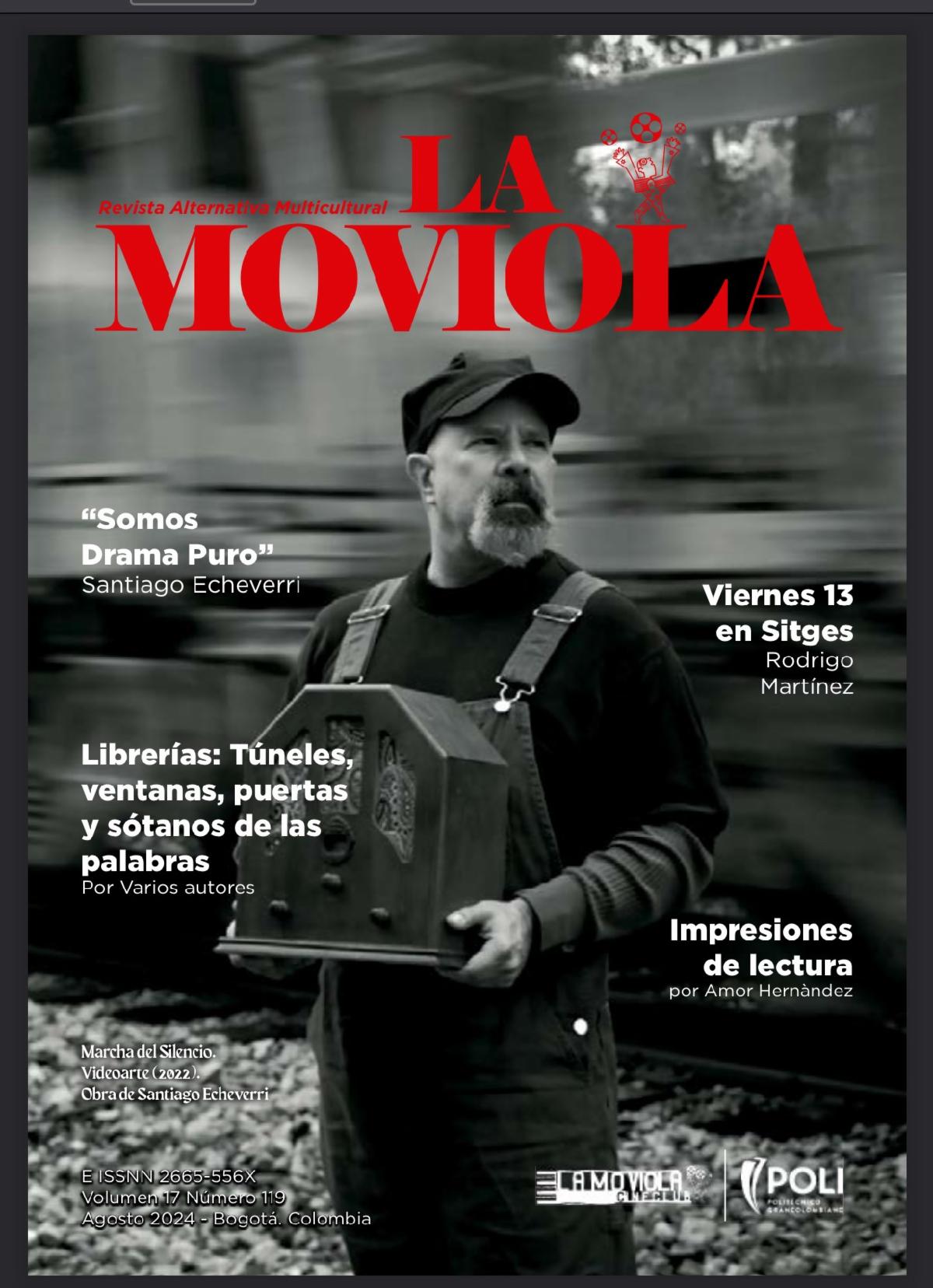 Black and white magazine cover with Santiago Echeverry