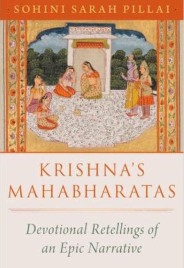 book cover art in orange, yellow, and white of Krishna’s Mahabharatas: Devotional Retellings of an Epic Narrative