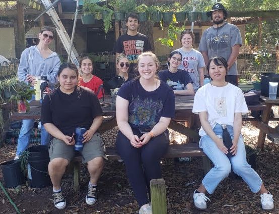group of student at a community garden