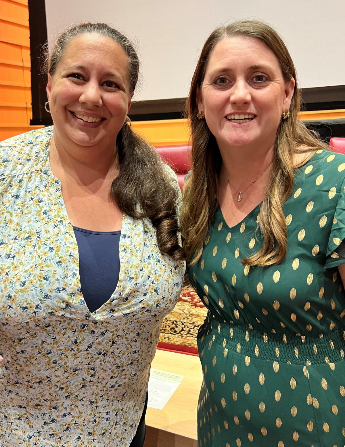 Photo of Dr. Sarah Smith-Frigerio, Assistant Professor of Communication and her colleague Dr. Mildred “Mimi” Perreault