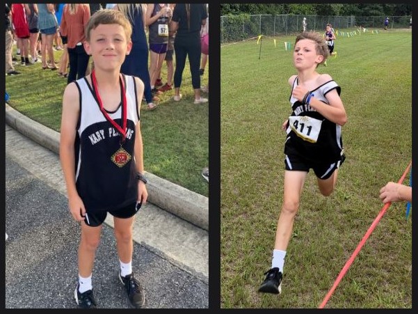 paton with medal and running