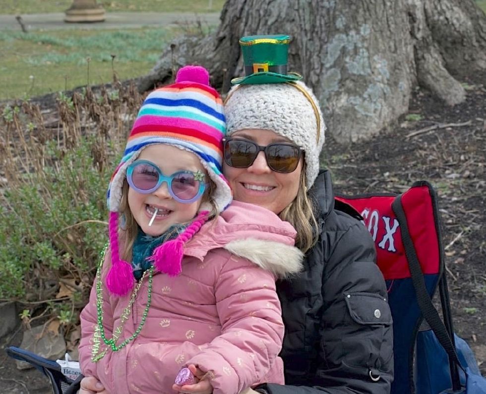Photo of MCF’s Director of Development and Communications, Karen Keene, with her daughter, Caitlin, at the 2023 Rumson St. Patrick’s Day Parade. Photo courtesy of the Rumson St. Patrick’s Day Parade. 