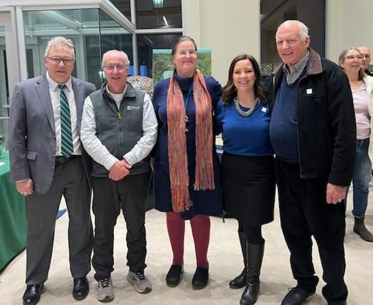 Photo of Dr. Joe Coyle, Interim Dean, Monmouth University School of Science; Dr. Doug Tallamy; Dr. Catherine Duckett, Associate Dean, Monmouth University School of Science; Karen Keene, Director of Development and Communications, MCF; Bill Kastning, Executive Director, MCF at Dr. Doug Tallamy Lecture at Monmouth University.