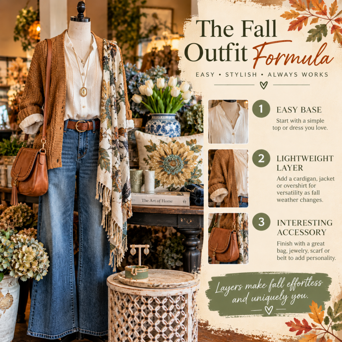 The Fall Outfit Formula editorial graphic from the October Wild Blossoms newsletter