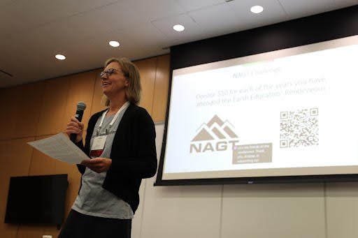 Photo of current NAGT Executive Director, Anne Egger, giving a presentation.