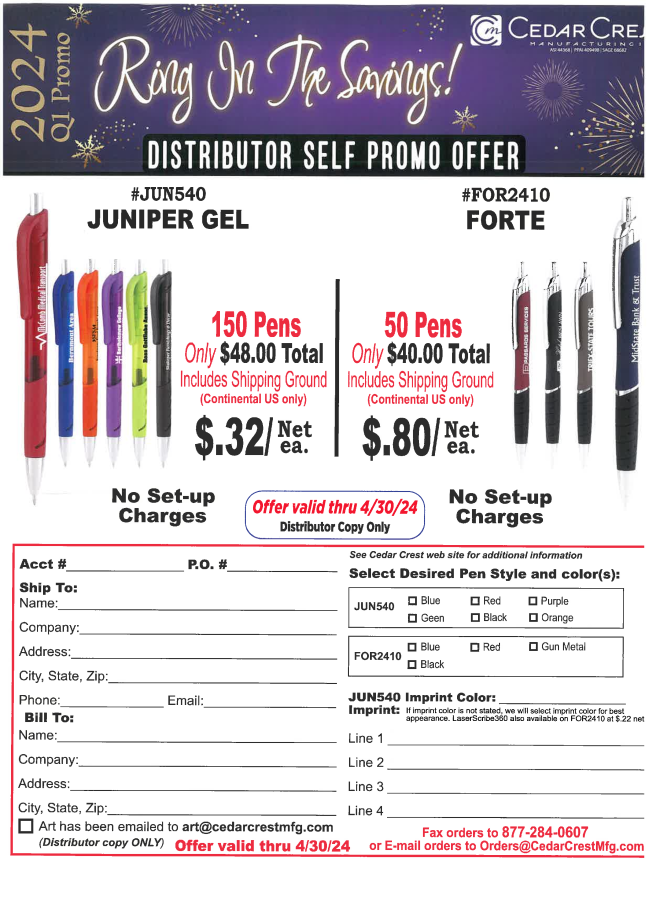 Cedar Crest Distributor SelfPromo