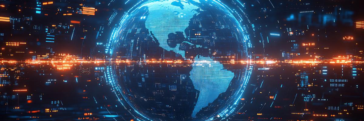 A generated image of Earth surrounded by digital code | Credit: Adobe Stock