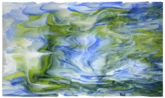 Bullseye Glass Special Production Clear, Royal Blue, Spring Green, White, Double-rolled, 3mm COE90