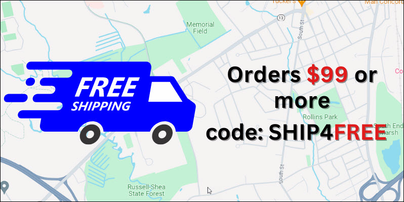 FREE SHIPPING on qualifying orders of $99 or more!   code: SHIP4FREE