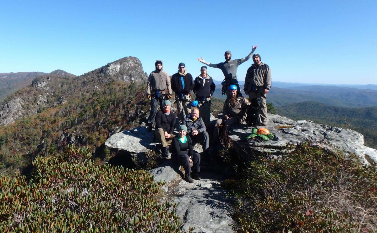 A group of people on a mountain top
