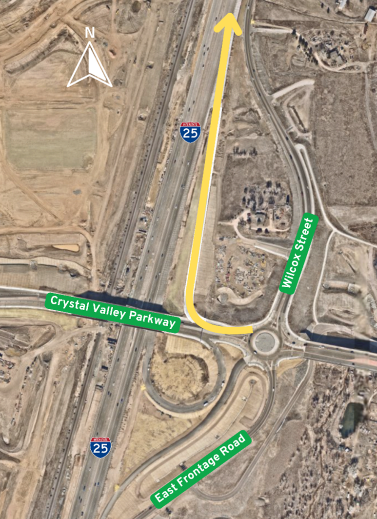 Traffic pattern map of the Crystal Valley interchange first ramp opening.
