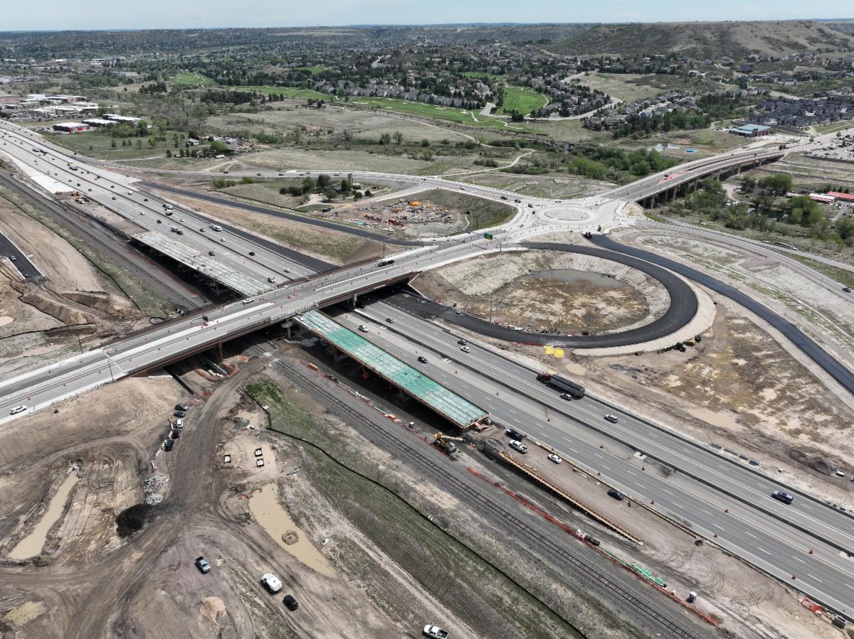 Aerial photo of the Crystal Valley interchange progress. Taken in June 2026.