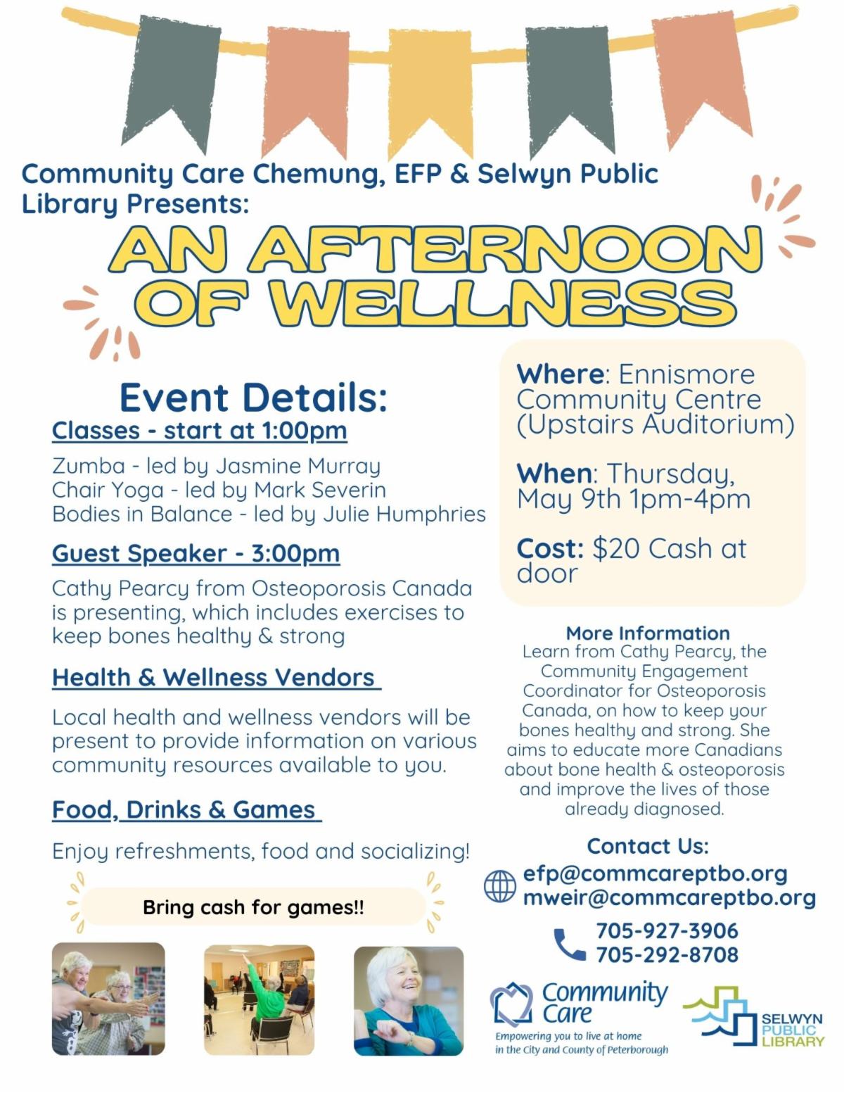 Graphic titled An Afternoon of Wellness a fundraiser event in May