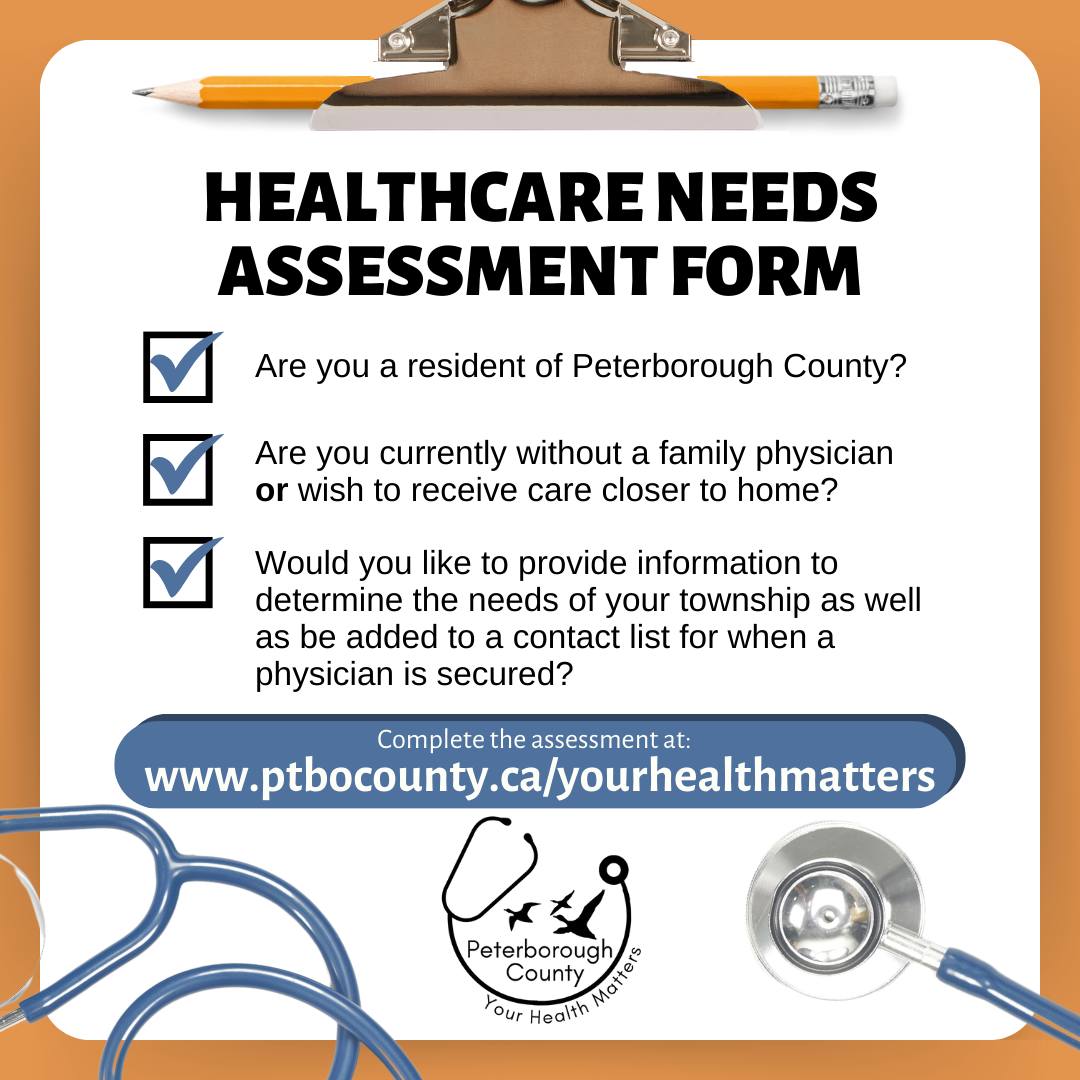 Graphic of clipboard that states Healthcare Needs Assessment Form
