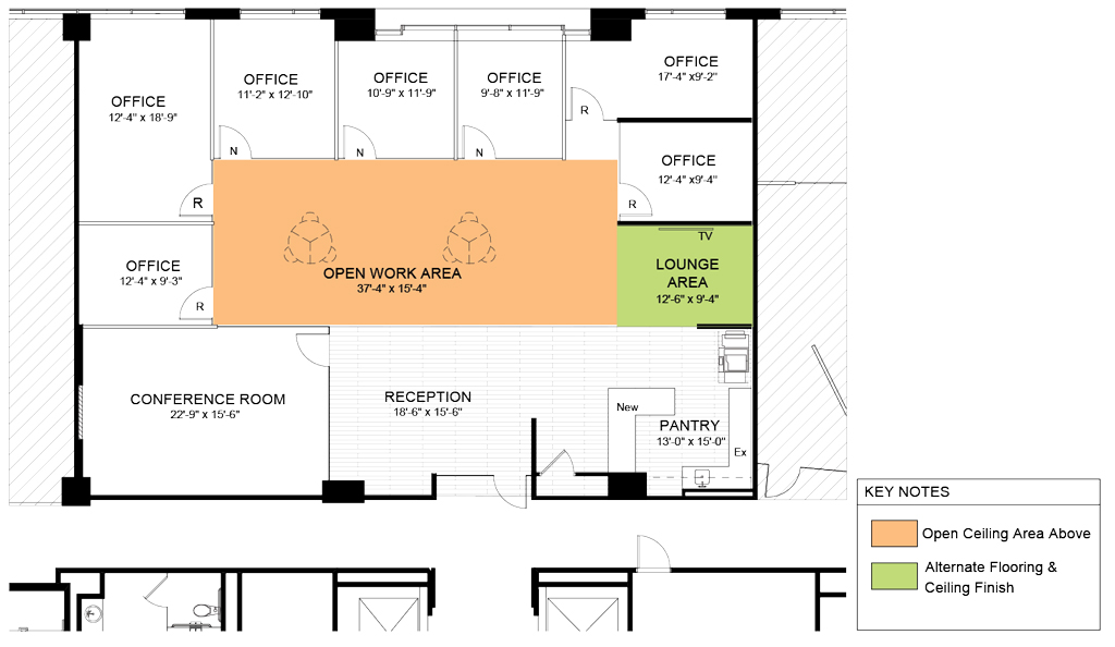 Classy 3,393 SF Spec Suite at Worldgate with glass front office and